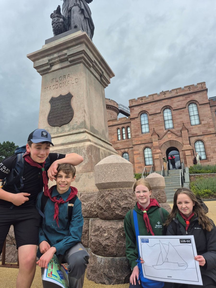 WEB NO F23 4th Lochaber Scouts Ballachulish Inverness Monopoly Run 2026 Leven Flora MacDonaldstatue