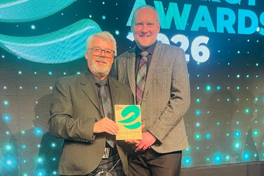 WEB NO F23 Lewis Energy Support Unit named Energy Champions Stewart Wilson and Iain Morrison at the Energy Awards 2026