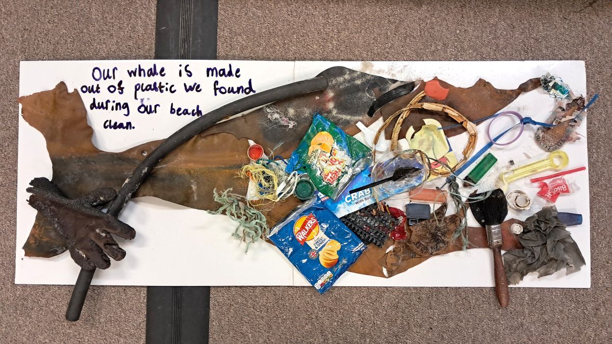 The pupils produced some impressive recycled artwork. Photograph: HWDT.