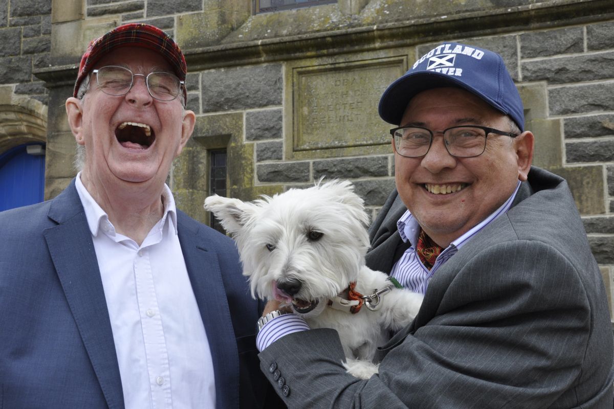Raising funds for Oban Parish Church roof and for a new sound system is cause for a mission for Ian Dyer, husband Brian and their adorable Westie called Skye