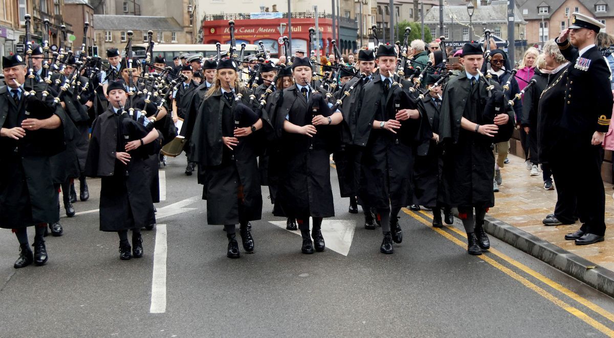 Oban High School band accompanied members of the Royal Navy's Zulu Squadron on their march through town. Photograph: Kevin McGlynn Oban High School band accompanied members of the Royal Navy's Zulu Squadron on their march through town. Photograph: Kevin McGlynn