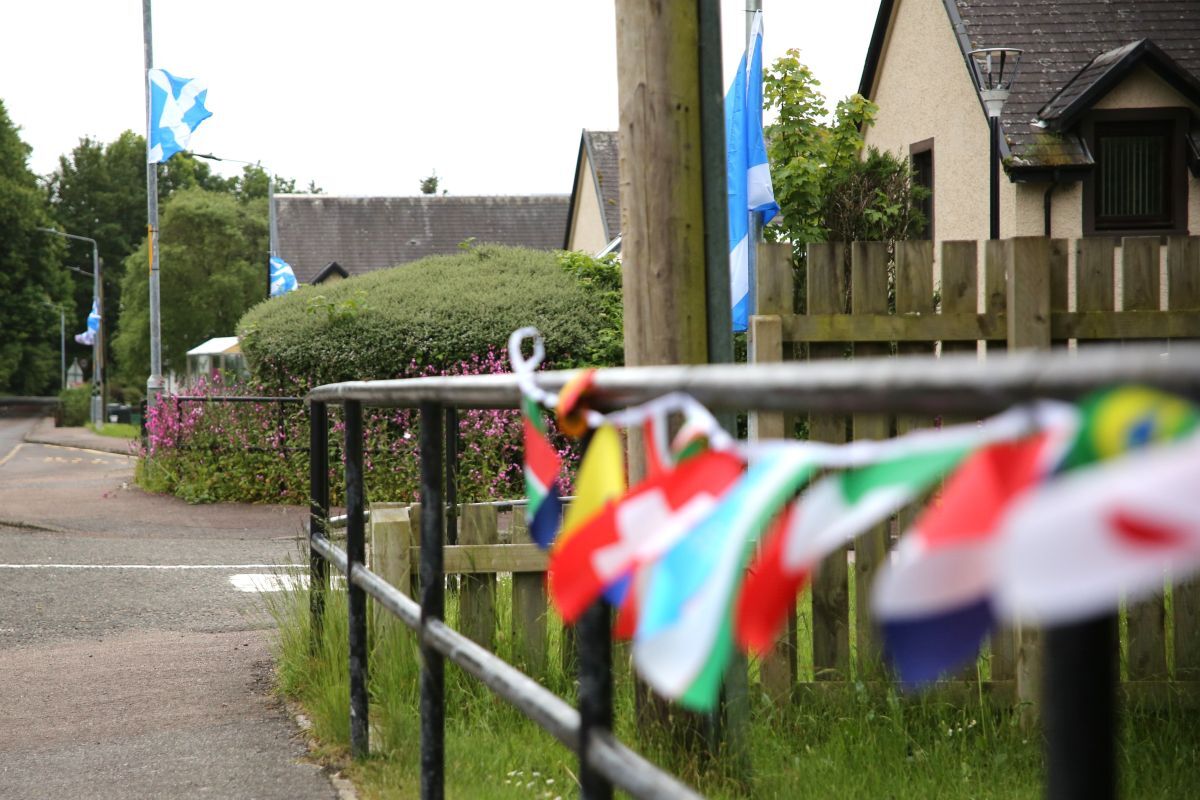 Flags flying in Benderloch. Photograph: Martin Stewart