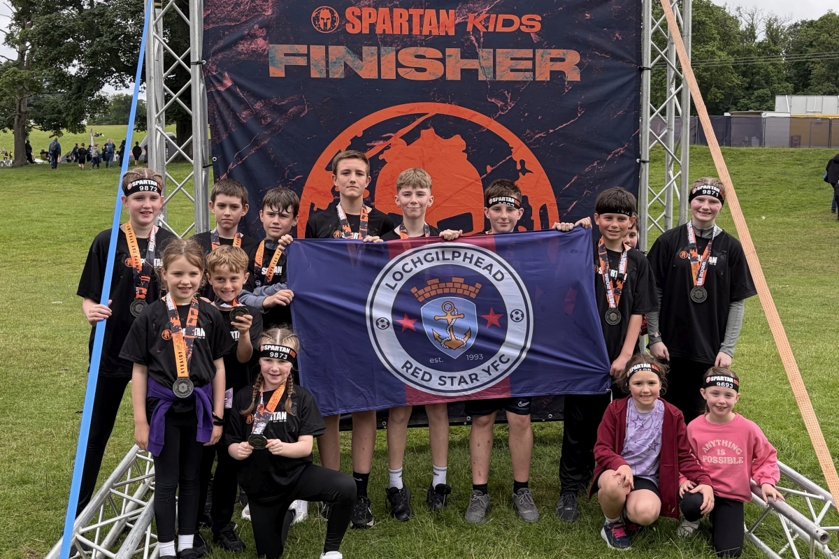 The Lochgilphead Red Star 2013s and their siblings at the Spartan Kinds Tough Mudder. Photograph: Lochgilphead Red Star YFC