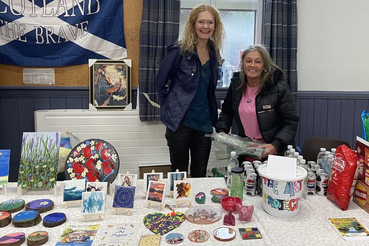 The Art Project in Strachur had a stall where members explained some of the work they do to help with mental health issues. Photograph: Kirstie Reid