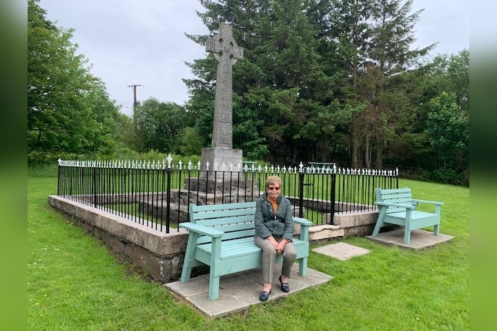 Councillor Anne Horn at Whitehouse green, where a lot of work has gone into tidying it and the war memorial up. Photograph: Anne Horn 