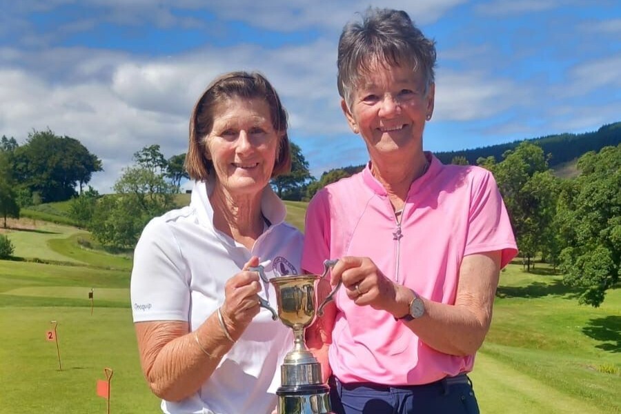 Lamlash Golf Club winners of the Grace Cannon Trophy, June Richardson and Sheena Murchie. Photograph: LGC.