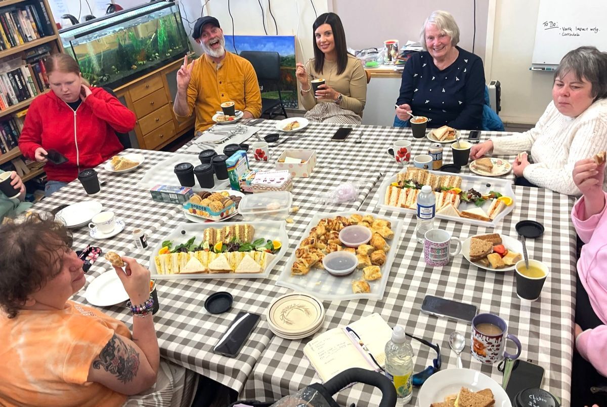 Carers take time to relax and socialise over lunch during the wellbeing day organised by Dochas Carers Centre at Kintyre Community Education Centre. 