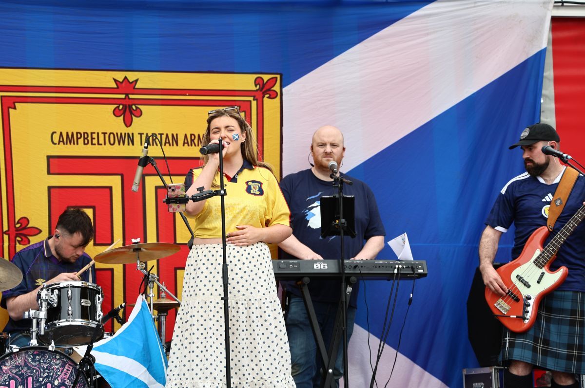 Fling performed on stage during the World Cup Bash in the Burnside Square. Photograph: Kenny Craig.