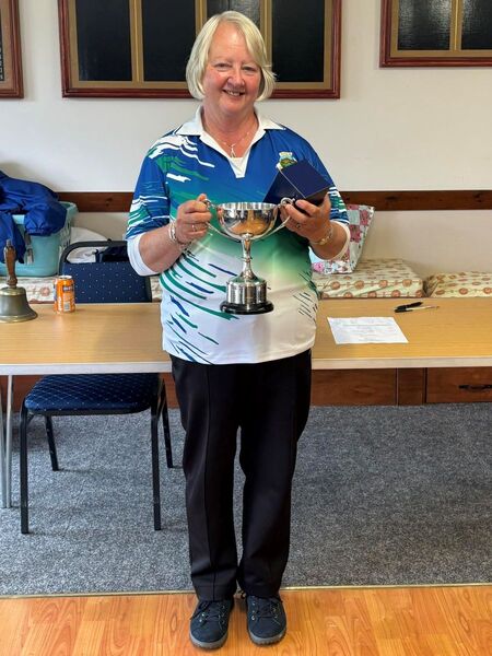 WEB NO T25 West Argyll Bowling Finals 26 Singles winner Oban BC Anne MacDougall