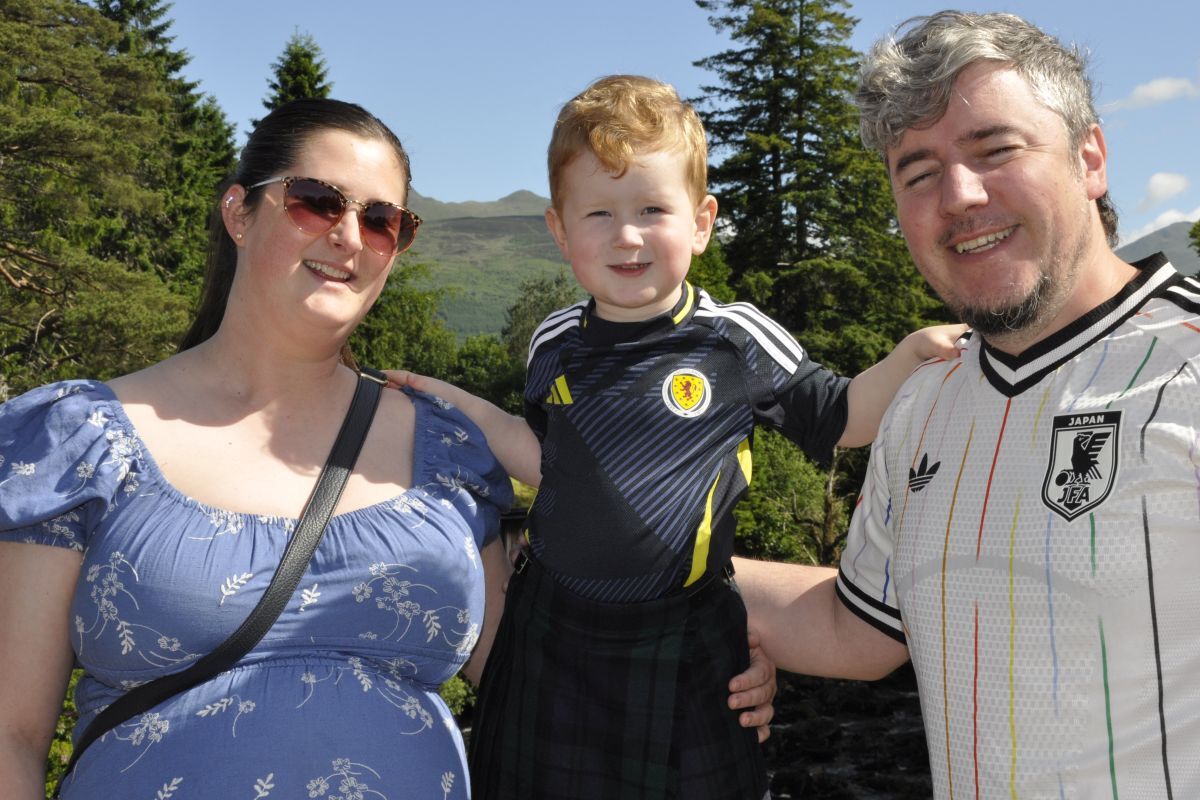 Three-year-old Nathaniel Broadfoot was with mum and dad Jennifer and Kevin cheering on Doune Pipe Band on Sunday. The tot, dressed in kilt, wants to be in the band when he is older. 