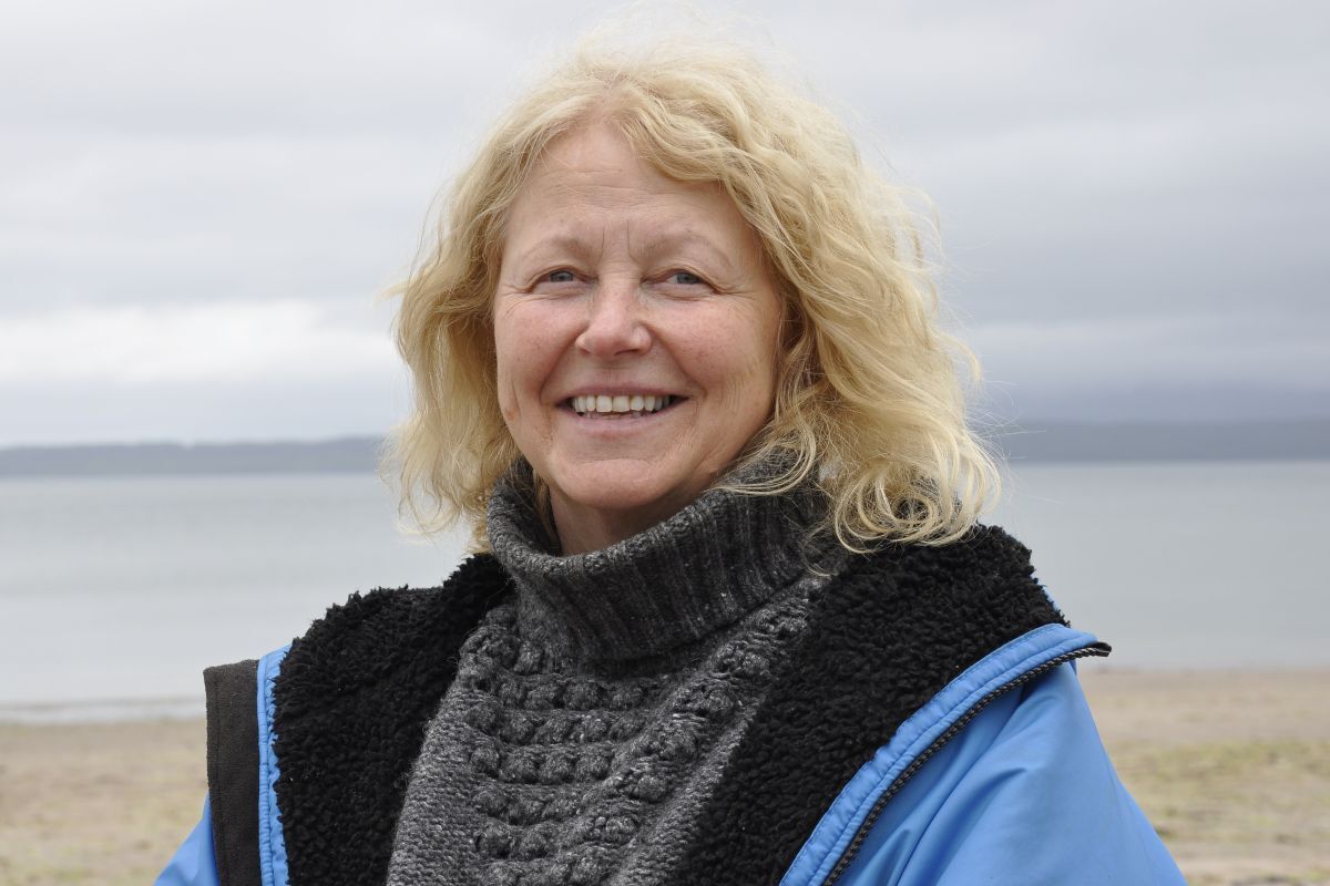 Women In Water photographer Audrey Thomson by the sea at Ganavan. Women In Water photographer Audrey Thomson by the sea at Ganavan.