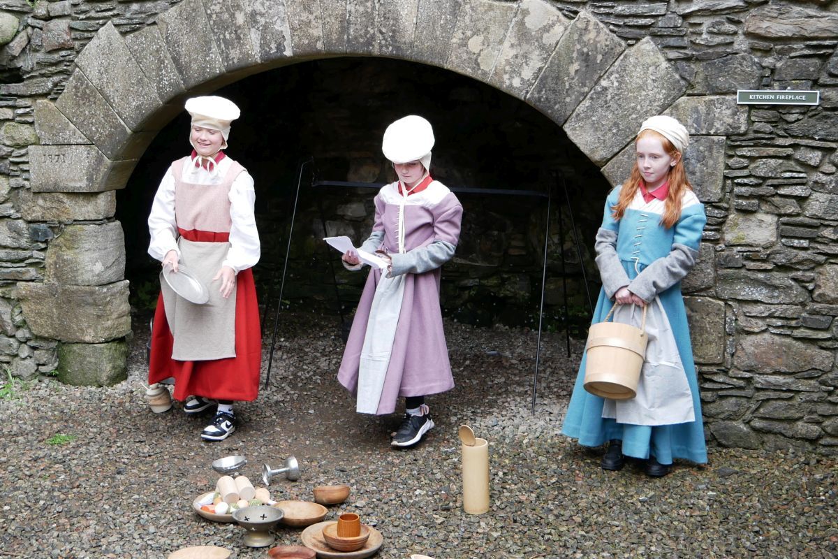 Some of the bespoke costumes made for junior tour guides from Dunbeg Primary School. Photograph: Nicholas Burton