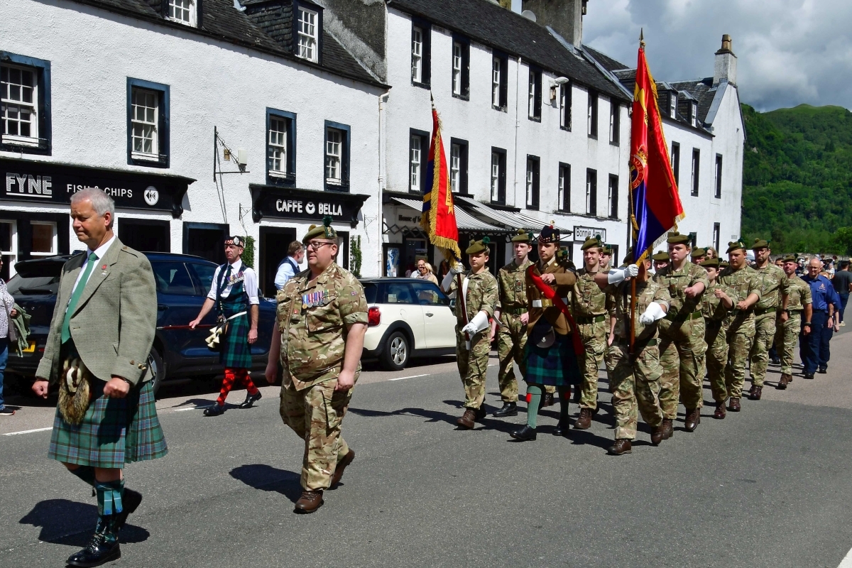 Councillor William Sinclair, Argyll and Bute Council Armed Forces Champion, leads the Army and Navy Cadets. Photograph: Andrew Sinclair Councillor William Sinclair, Argyll and Bute Council Armed Forces Champion, leads the Army and Navy Cadets. Photograph: Andrew Sinclair