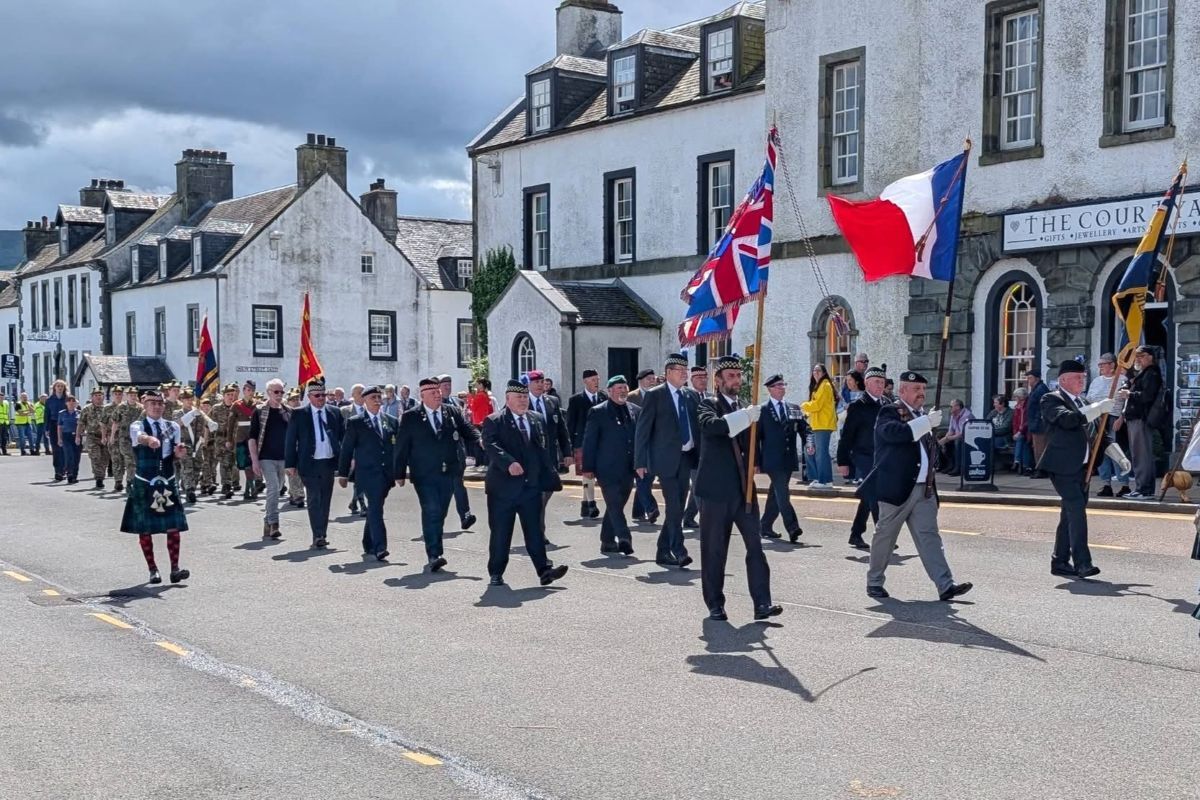 Members of Kintyre Veterans march through Inveraray on Armed Forces Day.