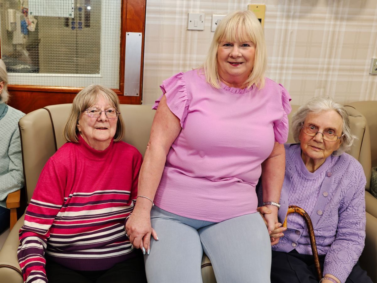 Resident Betty McNaughton with her daughter Elizabeth and fellow resident Nancy Shaw.