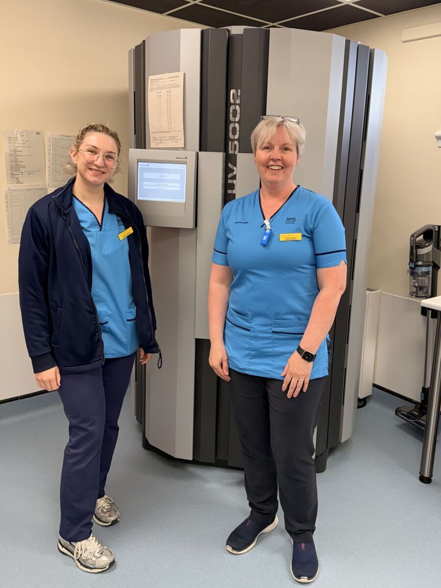 Campbeltown Hospital specialist radiographers Kirsten McLean and Carolyn Renton, pictured following the relaunch of the hospital’s phototherapy service.