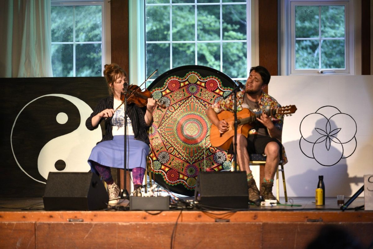 Norwegian fiddle player Solveig Ashvik and Nottingham folk musician Stacey McMullen perform at Carradale Village Hall. Photograph: Kyle King.