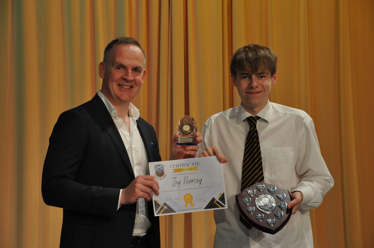 The Margaret Wright Award for academic achievement in S4 was awarded to fifth year Jay Pearcey for his results in 2025. 