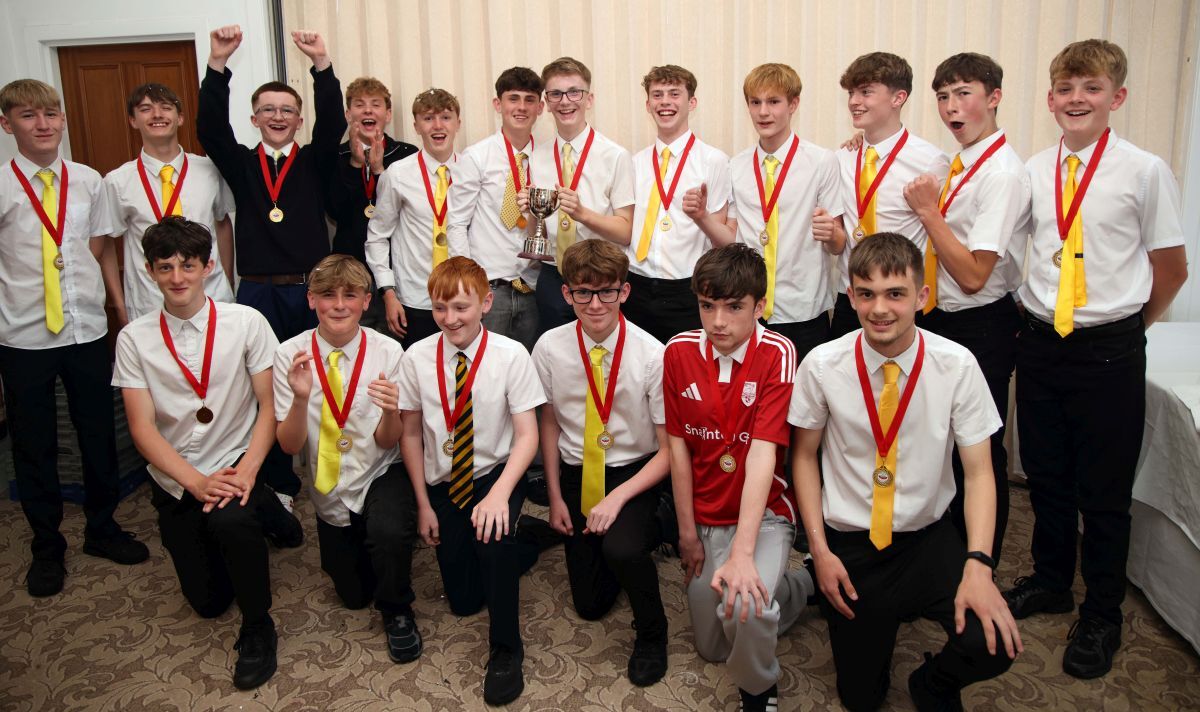 Lochnell 2011 team with the league trophy - their first time to win it. Photograph: Kevin McGlynn