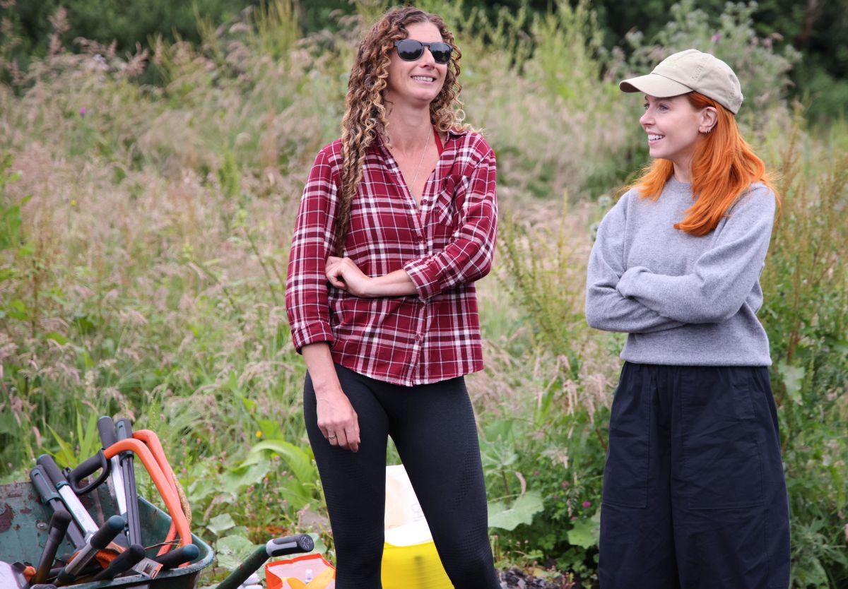 Oban's Laura Corbe who helped organise the litter pick, takes a break with Stacey Dooley before getting back to the clean up work. Photograph: Kevin McGlynn