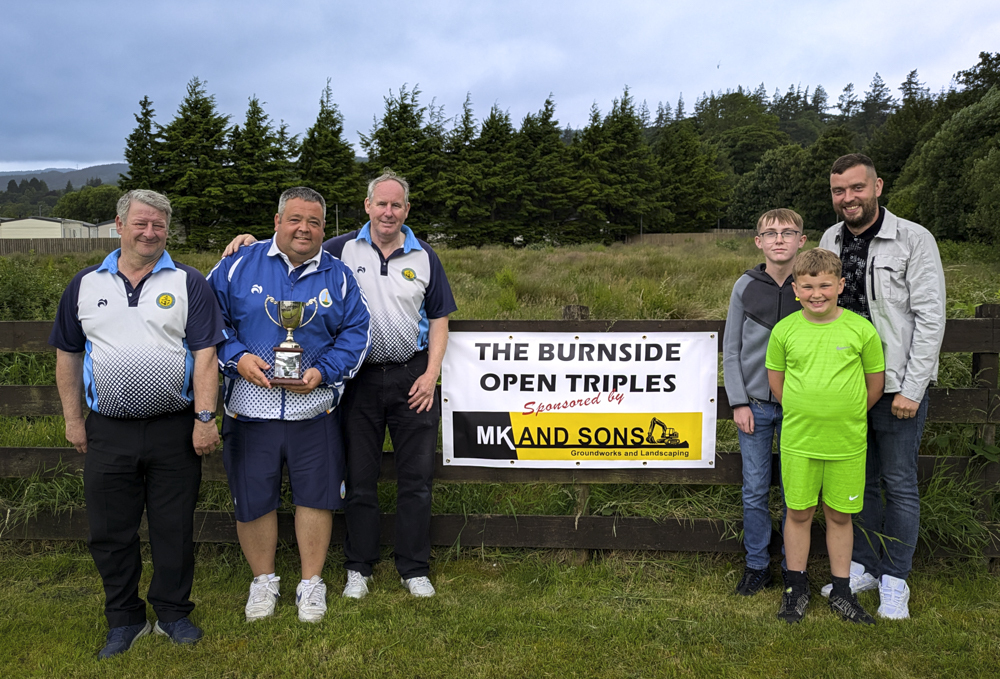 Winners Scott Gargan, Robert Todd, Roddy MacDonald with M K and Sons sponsors Scott Kennedy, Alexander Kennedy and Michael Kennedy. Photograph: Lochgilphead Bowling Club Winners Scott Gargan, Robert Todd, Roddy MacDonald with M K and Sons sponsors Scott Kennedy, Alexander Kennedy and Michael Kennedy. Photograph: Lochgilphead Bowling Club