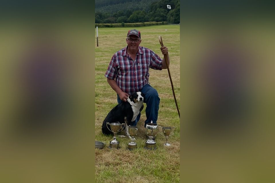 Matthew McNeish and Kate with their trophies at Dougarie and Kildonan Sheepdog Association’s Kildonan Sheepdog Trial held at Home Farm in Brodick. Photograph: Susan Murchie.