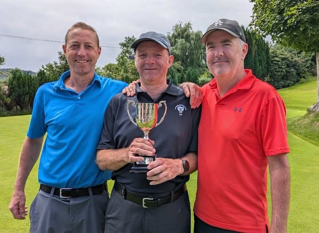 Cameron Bruce, winner of the Richard Parfitt Trophy with runners up, Neil Lucas and Fraser McKenzie. Photograph: WBGC.