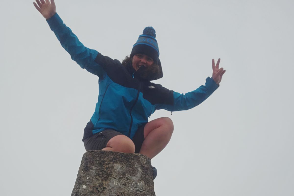 At the top of Ben Nevis. Caitlin Fowler on her MyMiles charity challenge. Photograph: Caitlin Fowler