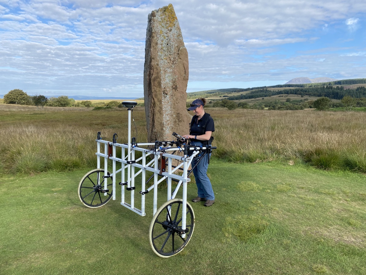 Dr Hazel Blake returned to Arran and discovered evidence of a new stone or timber circle at Machrie Moor. Photograph: HES.