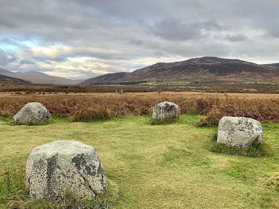 The Machrie Moor site is rich in archaeological history and contains numerous stone circles. Photograph: Society of Antiquaries of Scotland. 