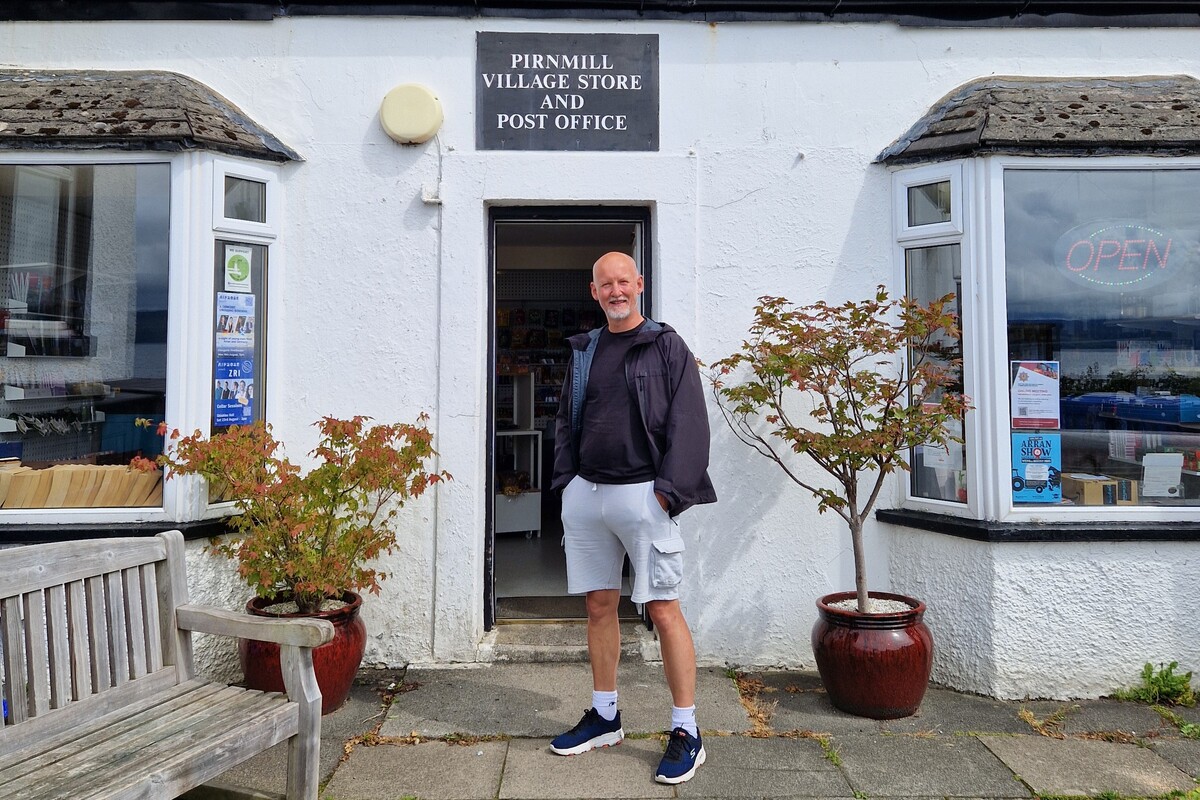 Richard Morrison during a previous round Arran fundraiser where he raised money to support autistic children on the island and spread the word about the festival. Photograph: Supplied.