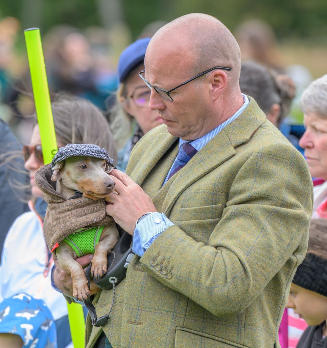 Last minute touches before the dog show begins. Photograph: Phil Hughes.