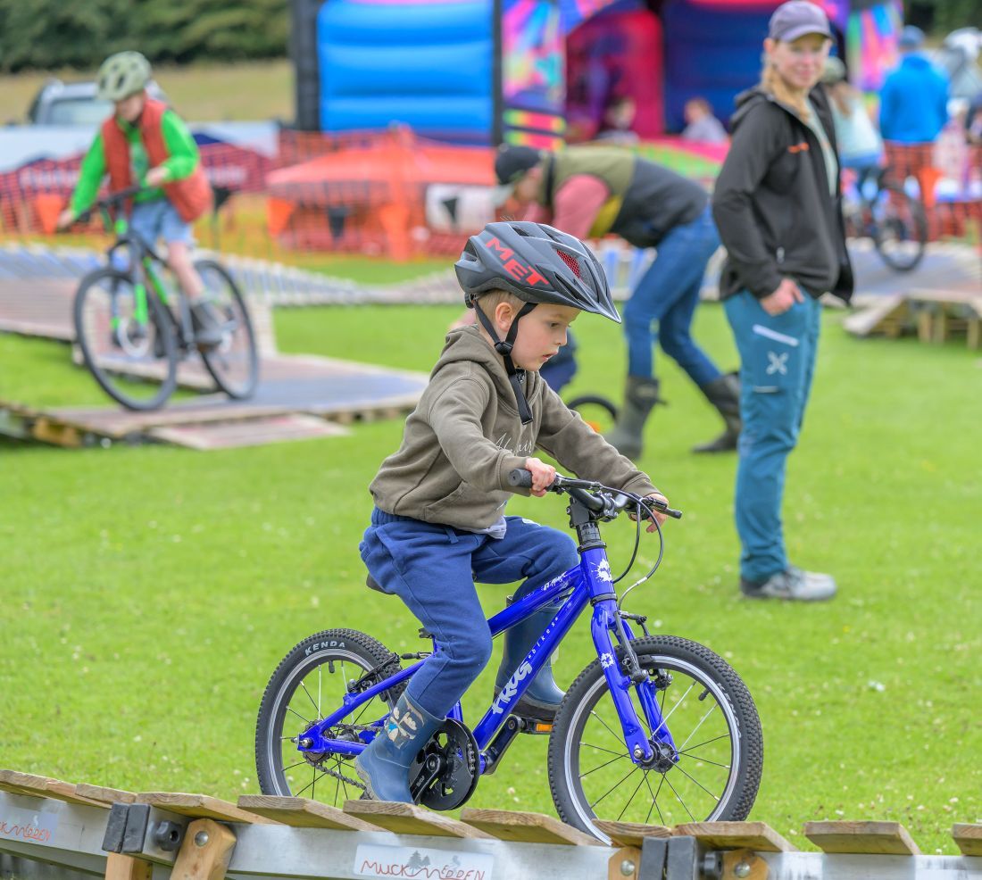 The kids pump track proved popular. Photograph: Phil Hughes.