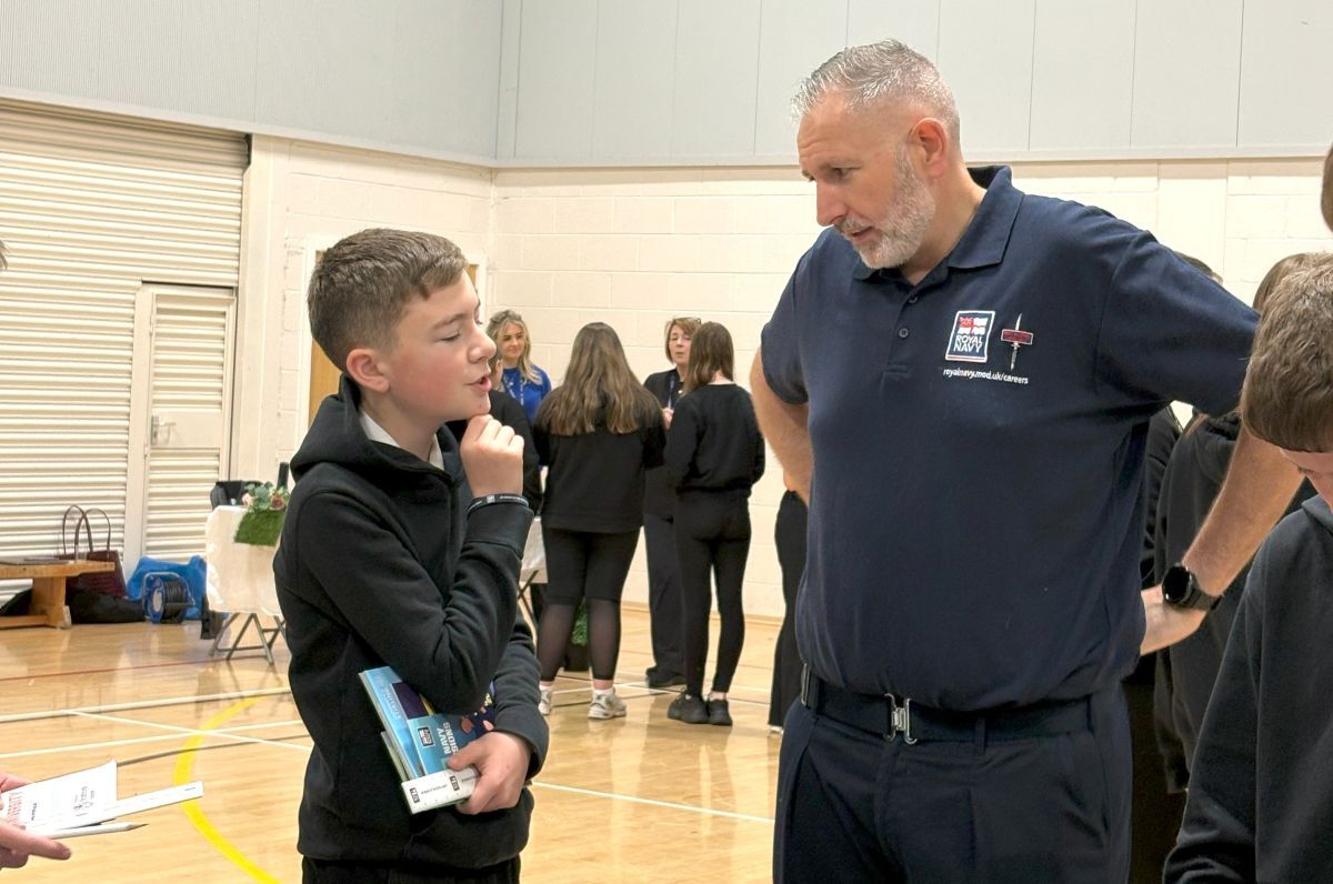 Pupils had the chance to speak with representatives from the Royal Navy about careers and training opportunities. Pupils had the chance to speak with representatives from the Royal Navy about careers and training opportunities.