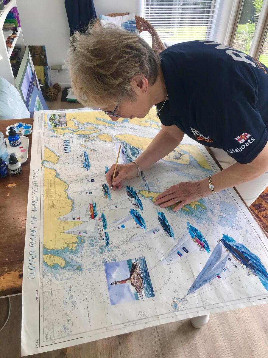 no t29 Fiona is pictured completing the large chart to be auctioned