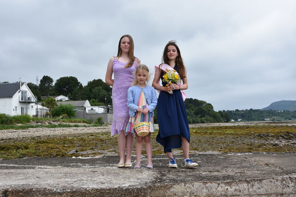 Whiting Bay&rsquo;s new Bay Queen Astrid Hamade with attendants Cassie Ferguson and Charlotte Young.