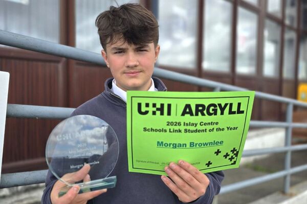 Islay pupil Morgan Brownlee, winner of UHI Argyll's Overall Schools Link Student of the Year award.