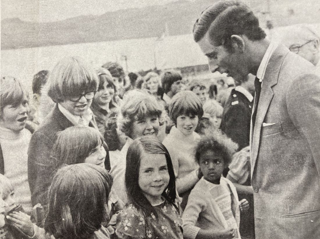1976: Shieldaig children offer shy smiles to the Prince when he stopped to chat with them during his Kishorn visit.