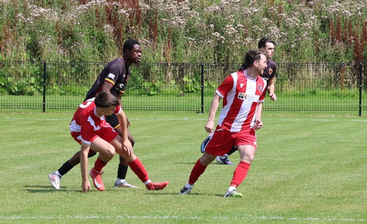 Gregor McFayden, right, and Ryan Shields get involved in the action for the Pupils. Photograph: Kenny Craig.