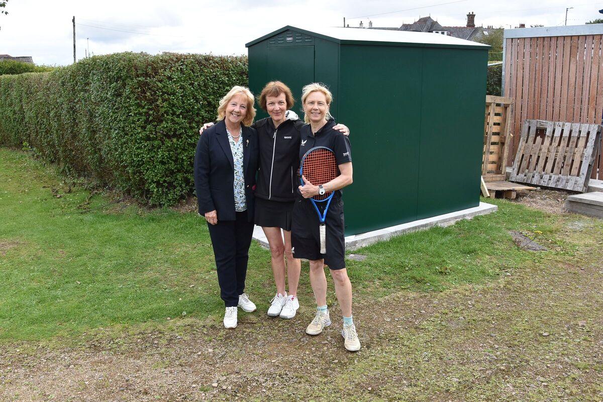 Taking a moment to celebrate: Rhona Alston, president of Tennis Scotland, Maggie Carson of Brodick Tennis Club, and Anna Myatt from Tennis Scotland. Taking a moment to celebrate: Rhona Alston, president of Tennis Scotland, Maggie Carson of Brodick Tennis Club, and Anna Myatt from Tennis Scotland.