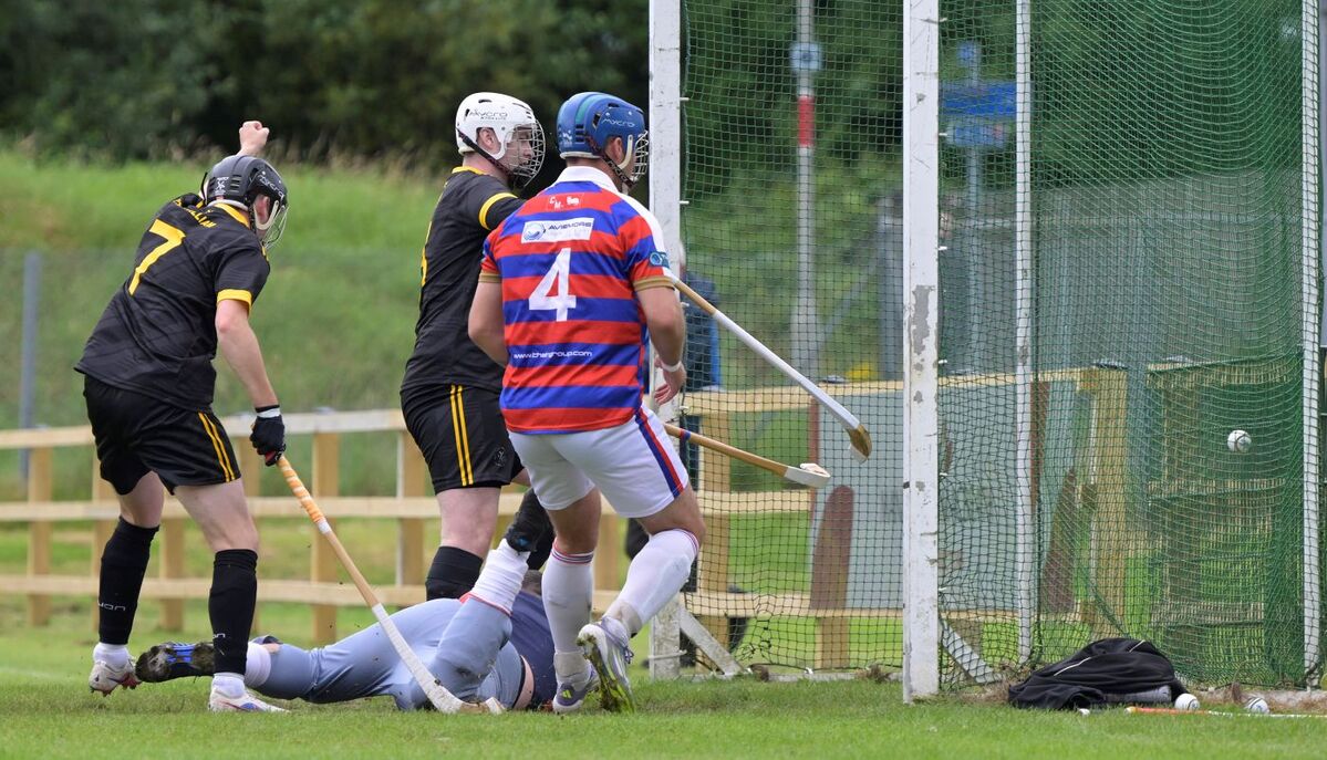 WEBTop NO F34 Shinty 26 Fort William Victor Smith goal v Kingussie IF