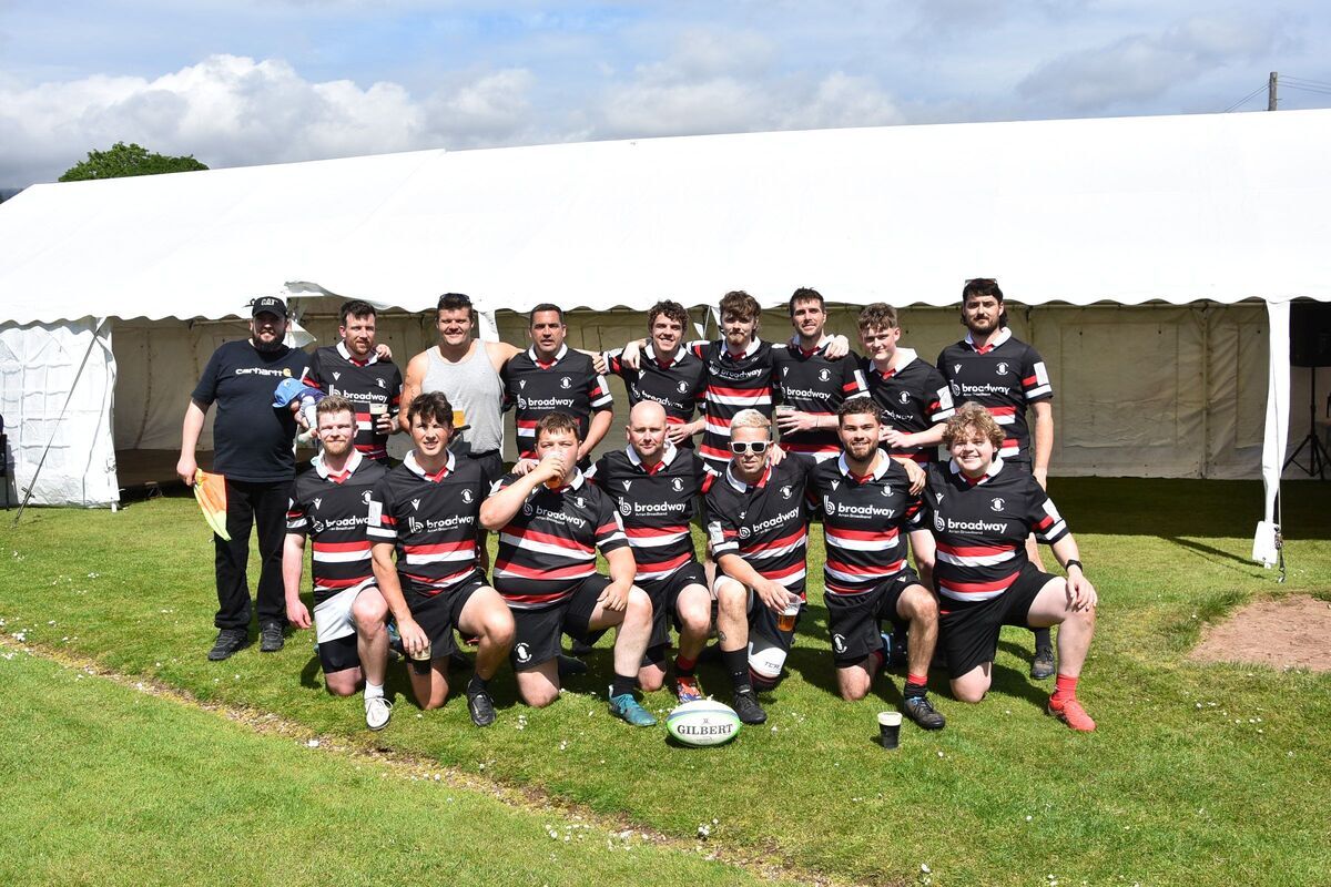 Arran Rugby Club players at this year’s Arran Sevens Tournament which attracted rugby teams and players from across Scotland.