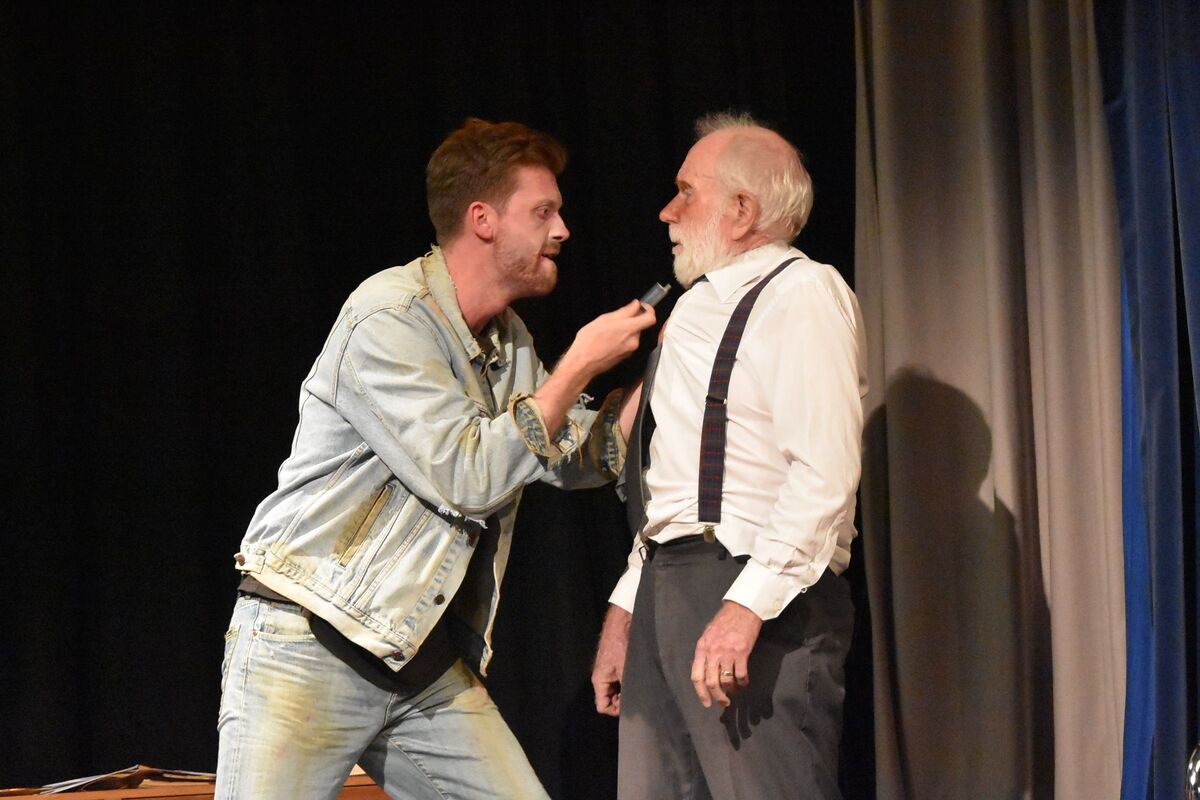 A moving and expertly delivered scene with Rory Morrison, playing a drug addict, and retired alcoholic, played by Patrick Scott.