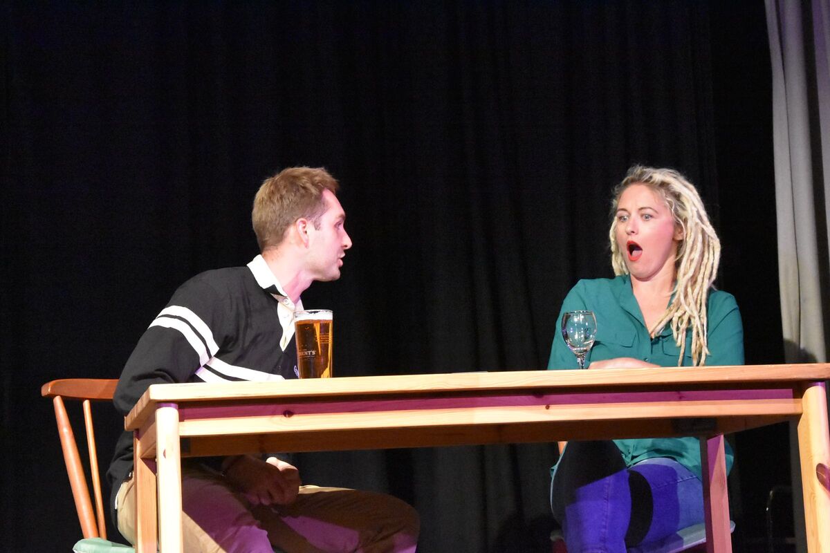 James Mutch and Vikki Barbour delivered their lines with impeccable timing in Rory Morrison’s Pub Quiz which relied on precision timing for comedic effect. James Mutch and Vikki Barbour delivered their lines with impeccable timing in Rory Morrison’s Pub Quiz which relied on precision timing for comedic effect.