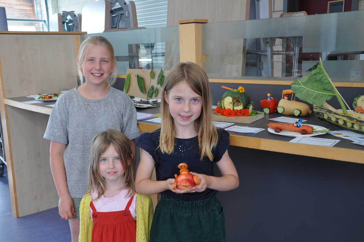Dora, Eve and Mabel Brennan made fruit and vegetable vehicles for the show.