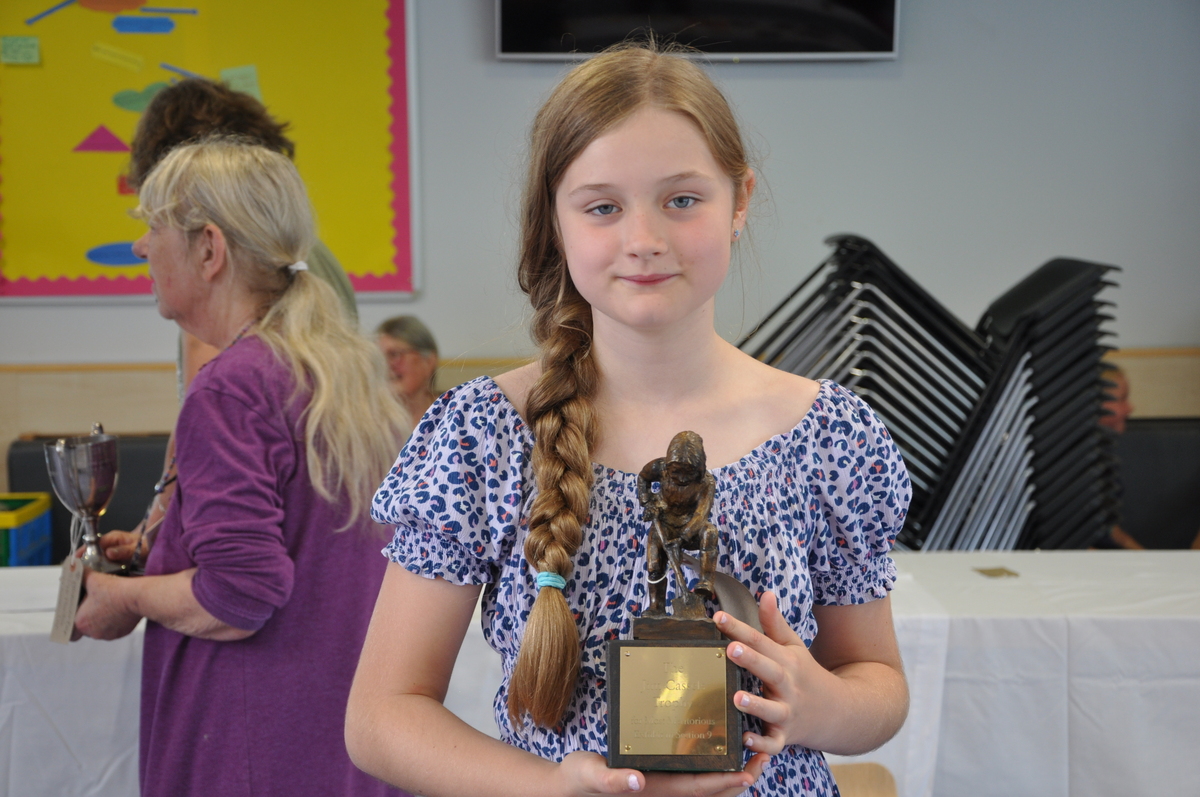 Bethia Crouch won the Jim Cassells Trophy for the best entry across all 22 classes for children at AHS summer show.