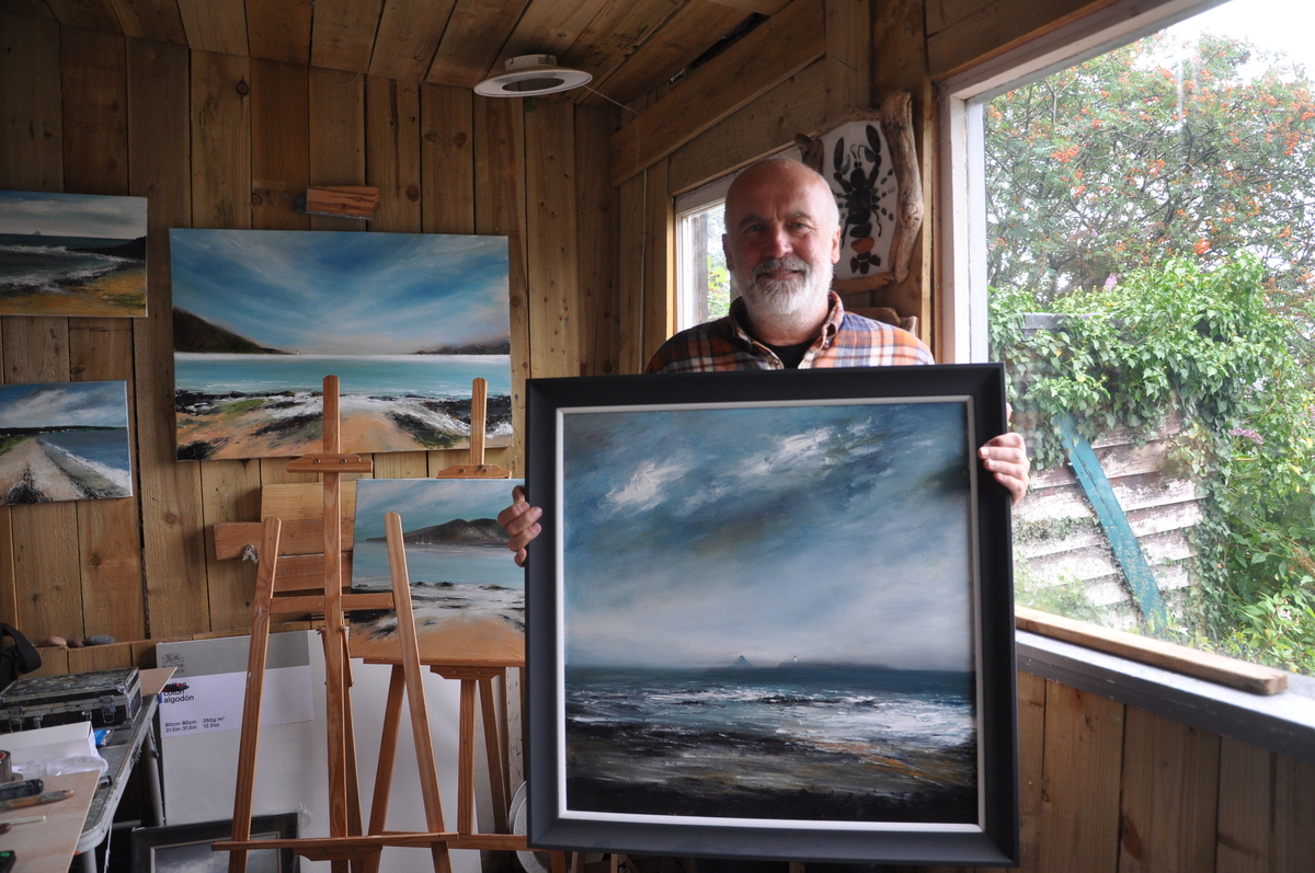 Scott Macdonald displayed his oil paintings in his garden studio at Hamilton Terrace.