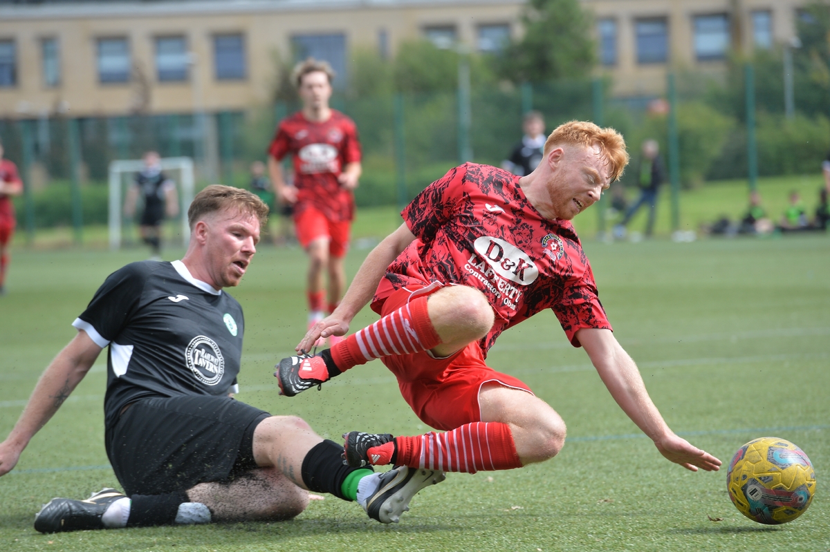 DSC 9271 Excellent sliding challenge from Declan Sexton denies Connor Moore