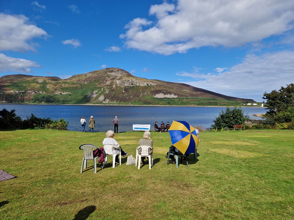 Picnic-goers enjoyed a relaxing afternoon at the Point with fantastic views towards Holy Isle. Photograph: Supplied.