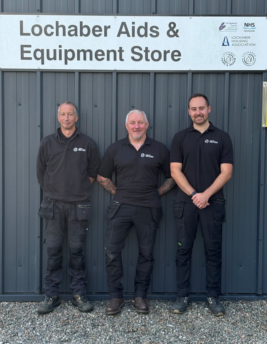 WEBMain NO F35 Lochaber Care Repair 26 Handypersons from left Les Hamilton Vince MacDonald Bryan Campbell WEBMain NO F35 Lochaber Care Repair 26 Handypersons from left Les Hamilton Vince MacDonald Bryan Campbell